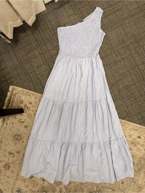 One-Shoulder Light Blue Maxi Dress